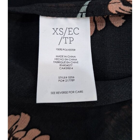 EUC Cabi La Di Da Black Sheer Floral Ruffle-Sleeve Button-Up Blouse/XS - Picture 7 of 7
